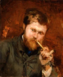 Hombre fumando una pipa, c.1875